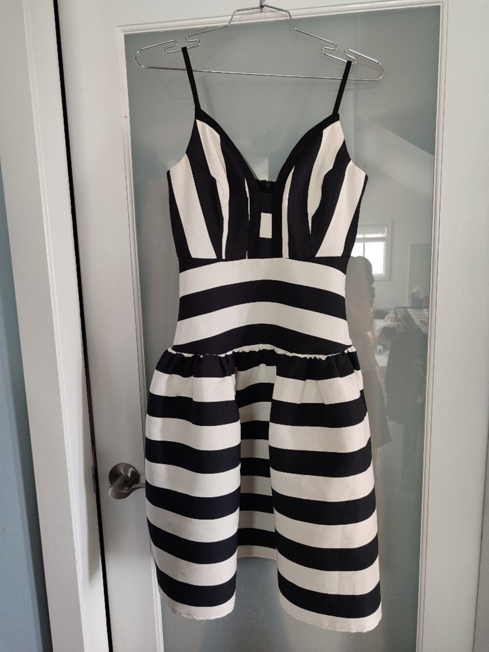 NWT ASOS Petite Black & White Striped Fit and Flare Dress Size 4P